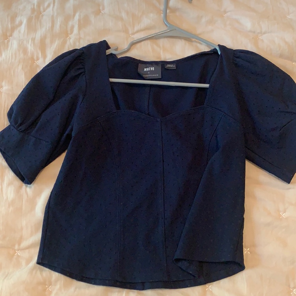 Anthropologie navy blouse